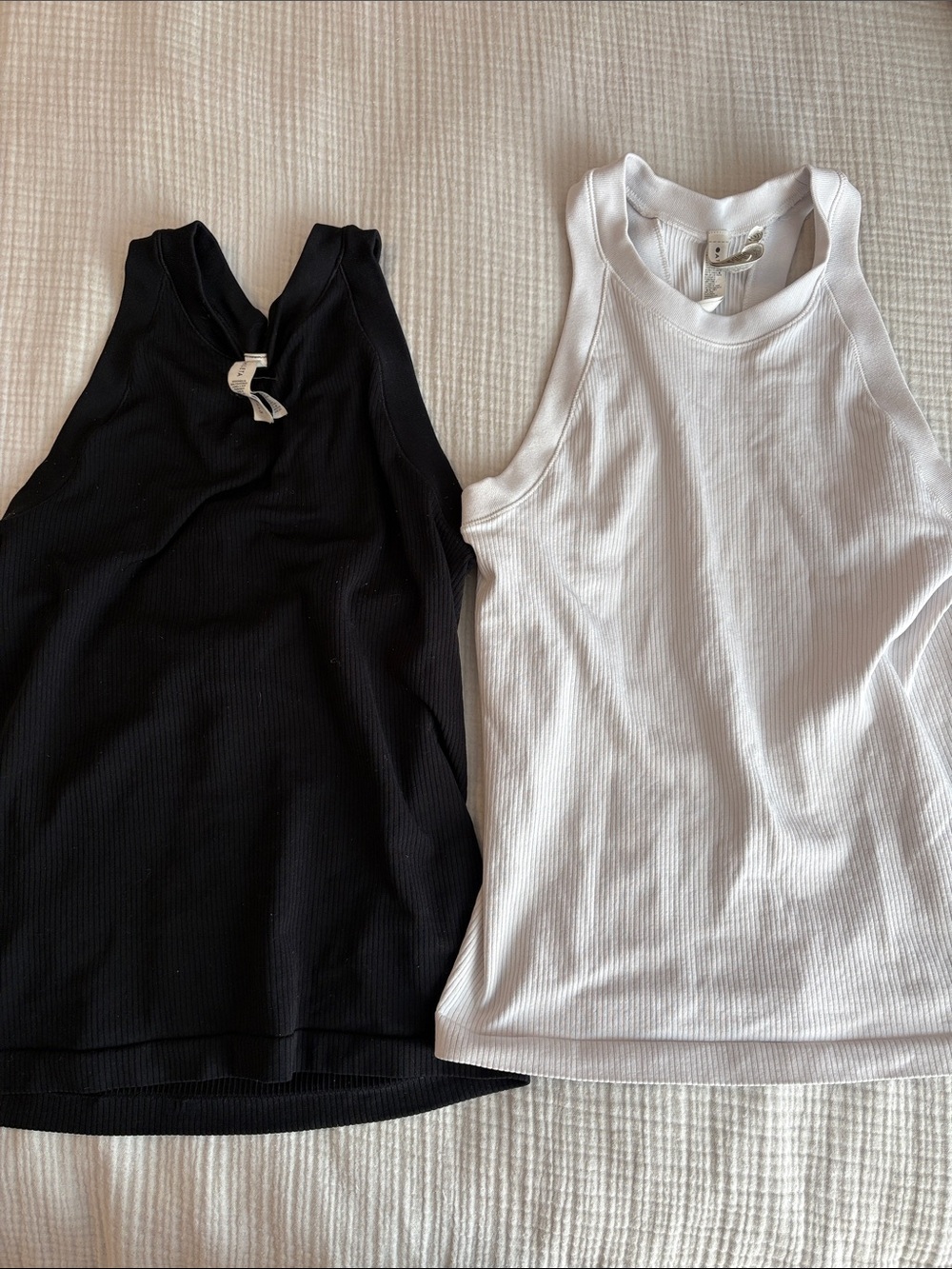 Athleta Ribbed Tank Top - Black and White